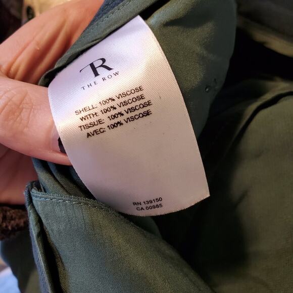 The Row Green Blue Stripe Cuffed Hem Straight Leg Slacks Pants Womens Size 8 - Picture 12 of 16